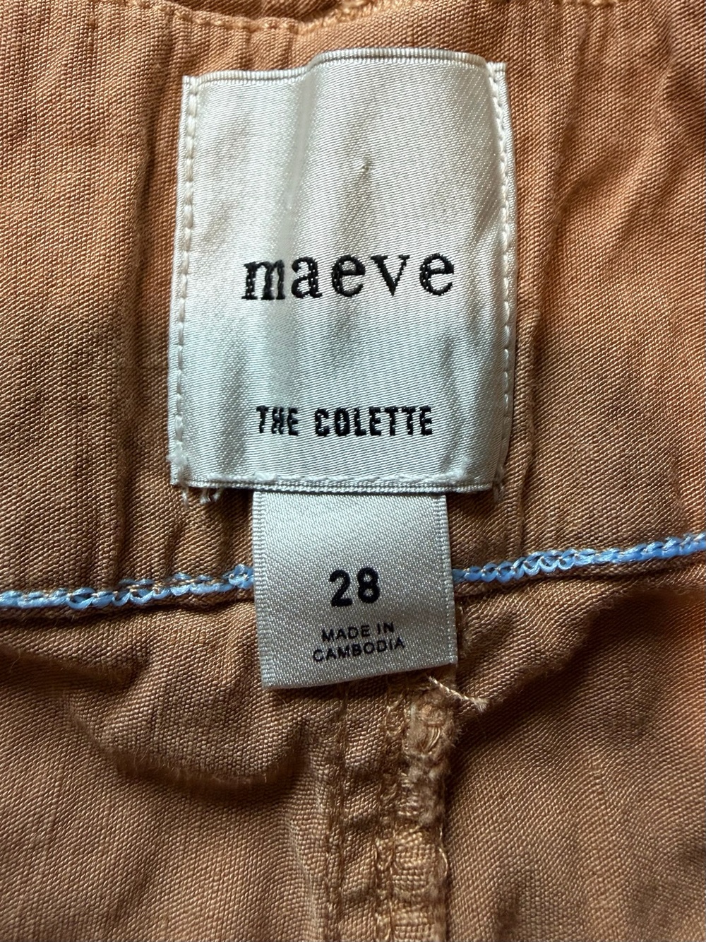 Maeve Colette Linen Blend Wide Leg Full Length Pants Camel High Rise Size 28 - Picture 6 of 12